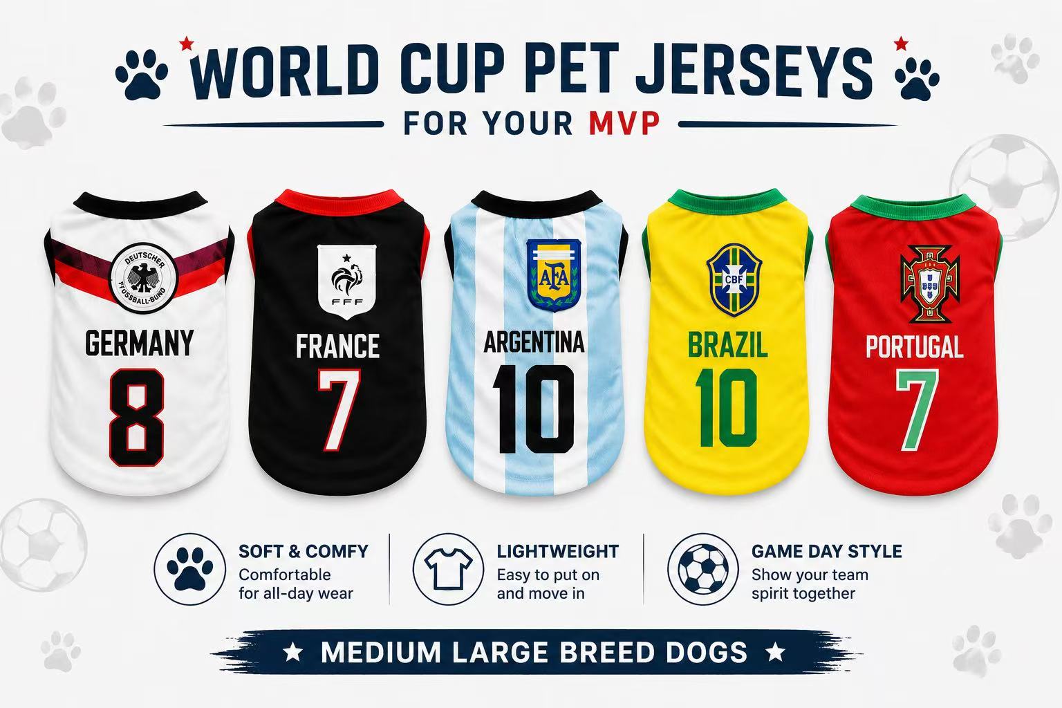 Pet Jerseys for Medium and Large Breed Dogs